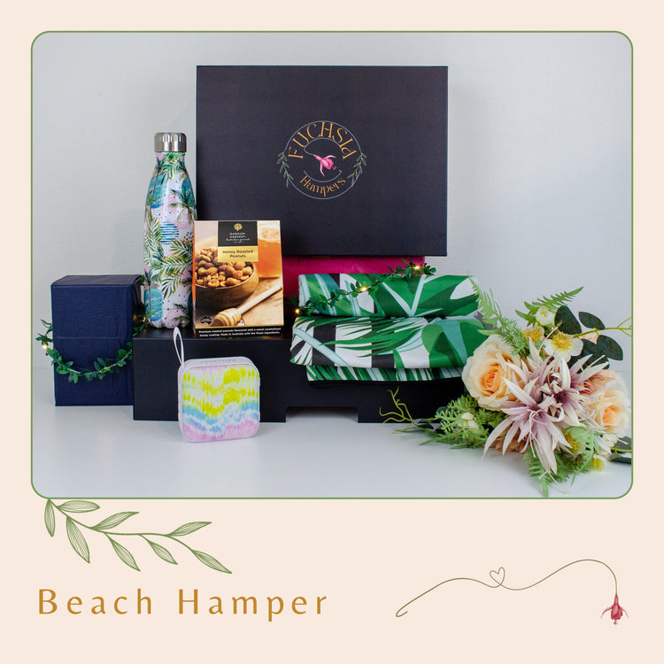 Luxury beach gift hamper — Fuchsia Hampers, Sydney