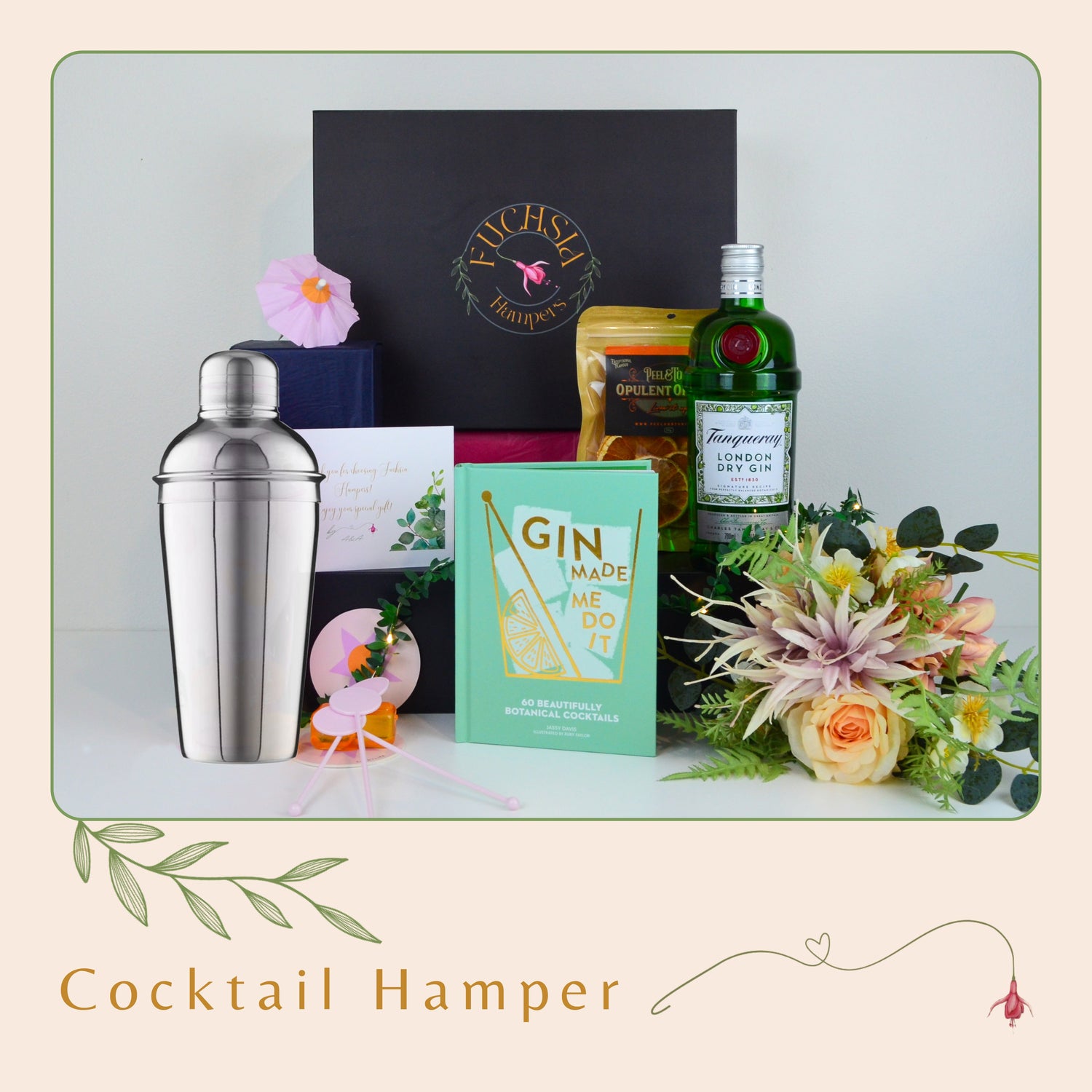 Gin cocktail gift hamper — Fuchsia Hampers, Sydney